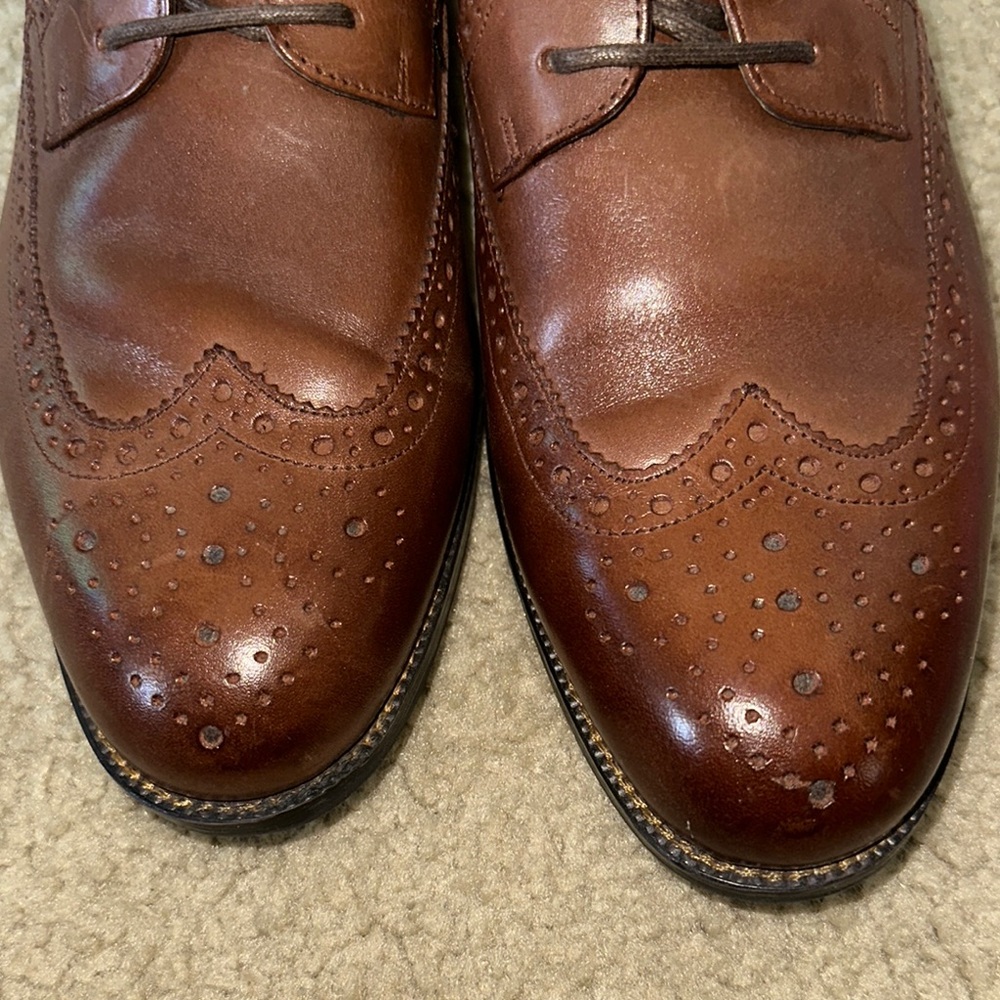 Stacy Adams Shoes Mens 9.5W Cognac Garrison Wingtip Oxfords 24916-221 Brown - Picture 6 of 13